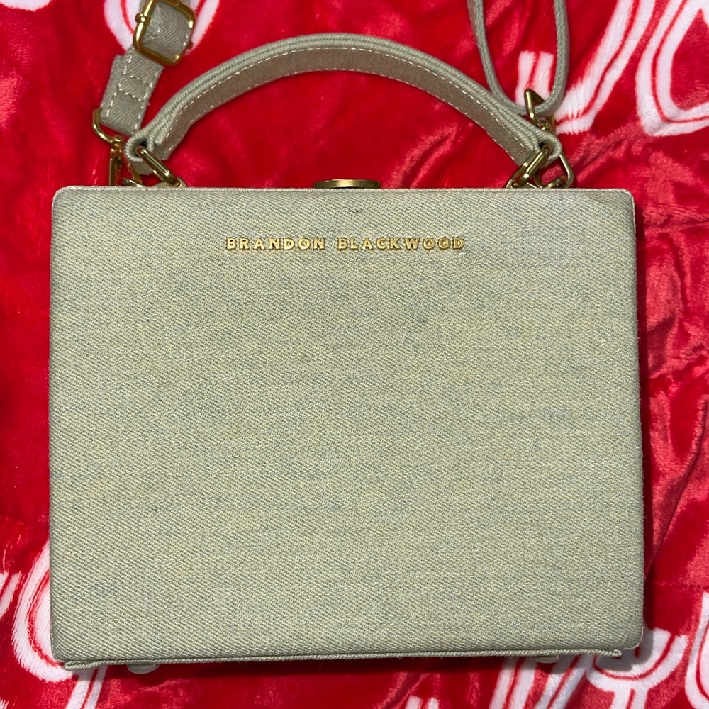 Brandon Blackwood green denim box tote